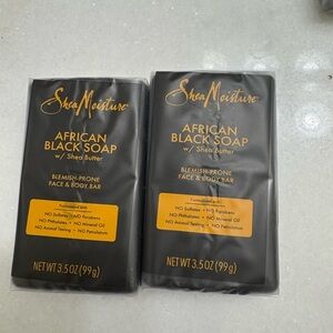 Shea Moisture African Black Soap with Shea Butter - Black and Gold set of 2